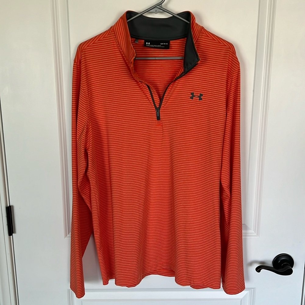Under Armour Orange Striped 1/4 Zip.